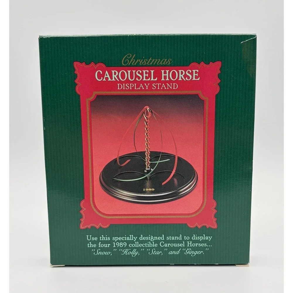 1989 Hallmark Keepsake Ornament Christmas Carousel Horse Display Stand Vintage